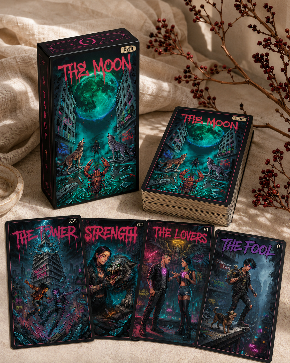 Cyberpunk Tarot Deck – 78-Card Digital Tarot Deck