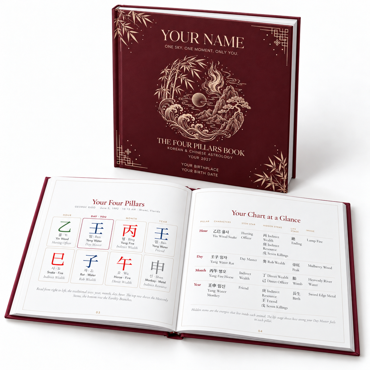 The Four Pillars Book – Personalized Korean & Chinese Astrology Keepsake